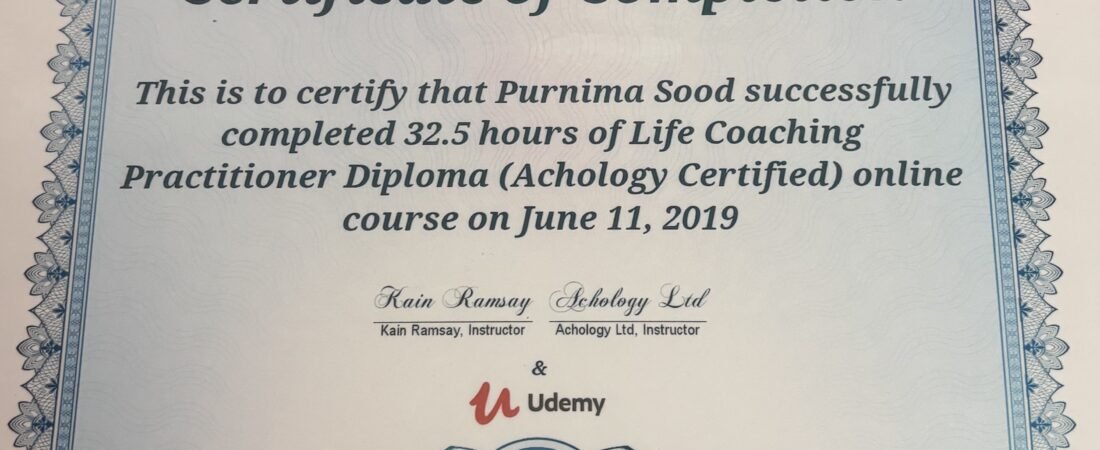 Life Coaching Practitioner Diploma – Achology Certified 2019