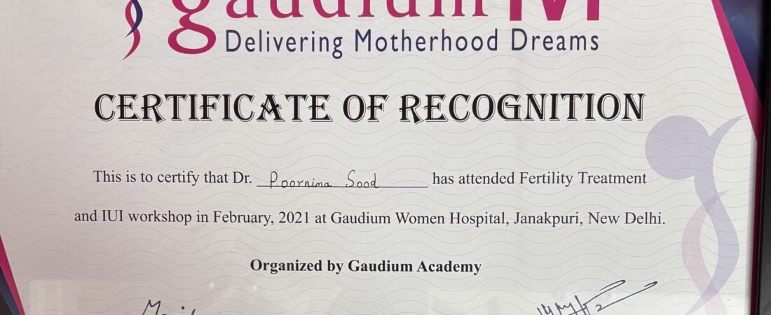 Certificate of Recognition – Gaudium IVF Fertility Workshop 2021